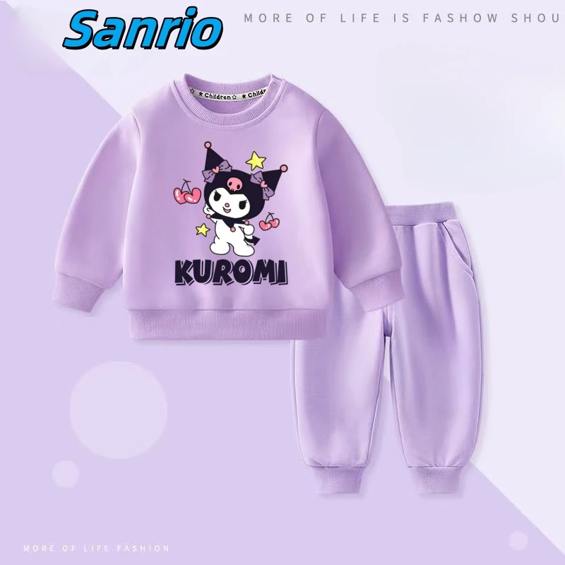 

Sanrio, осенний комплект одежды для маленьких девочек, детские толстовки с принтом «Hello Kitty», пуловер, топ и штаны, костюм из 2 предметов, детская одежда