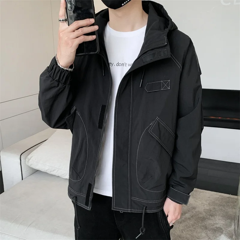 

2024 Autumn Winter Mens Cotton Long Sleeve Windproof Jackets Coats New Warm Male Black Coats