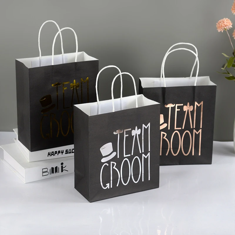 Wedding Team Bride Team Groom Paper Gift Packaging Bags Wedding Bachelorette Hen Party Favors Decoration Bridal Shower Supplies