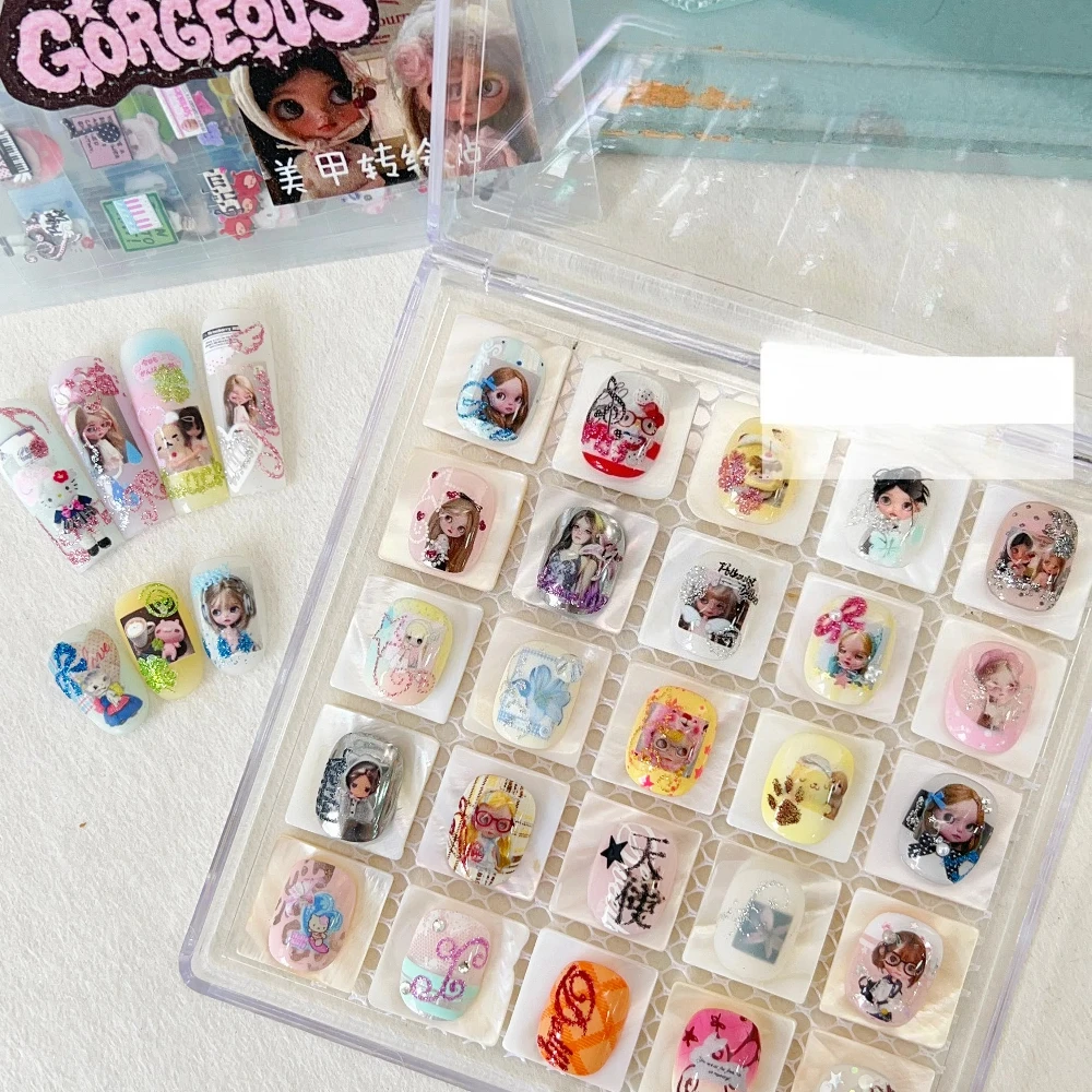 14pcs  Lily Nail Stickers 3D Cartoon Drawing Nail Art Sliders Adhesive Manicure Summer Spring Decoration for Nails Manicure