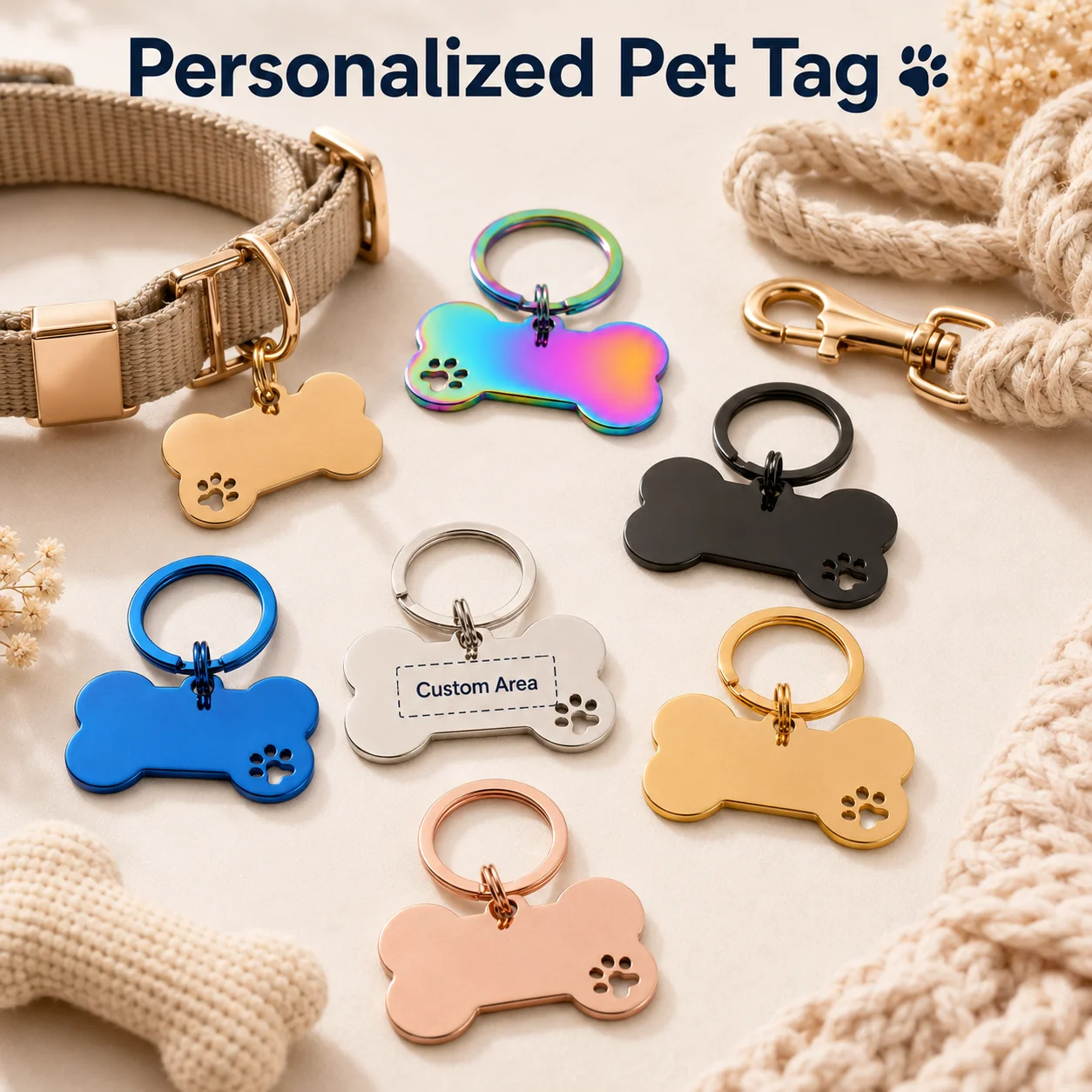 Personalisierte Hunde-Namensschilder, doppelseitig, mit individuellem Text, Knochenform, Edelstahl, Lasergravur, personalisierte Haustier-ID-Tags – Detail 5
