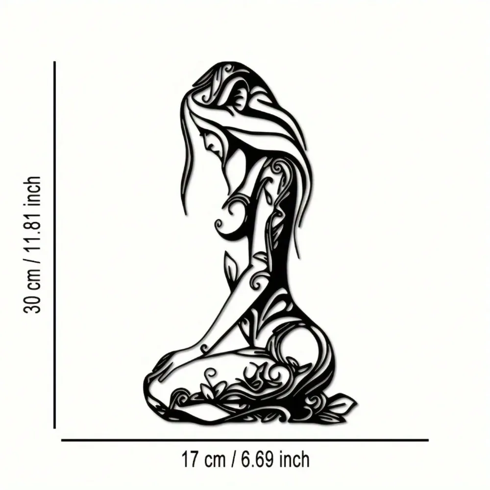 Kneeling Woman Metal Wall Decor, Modern Home Hanging Art