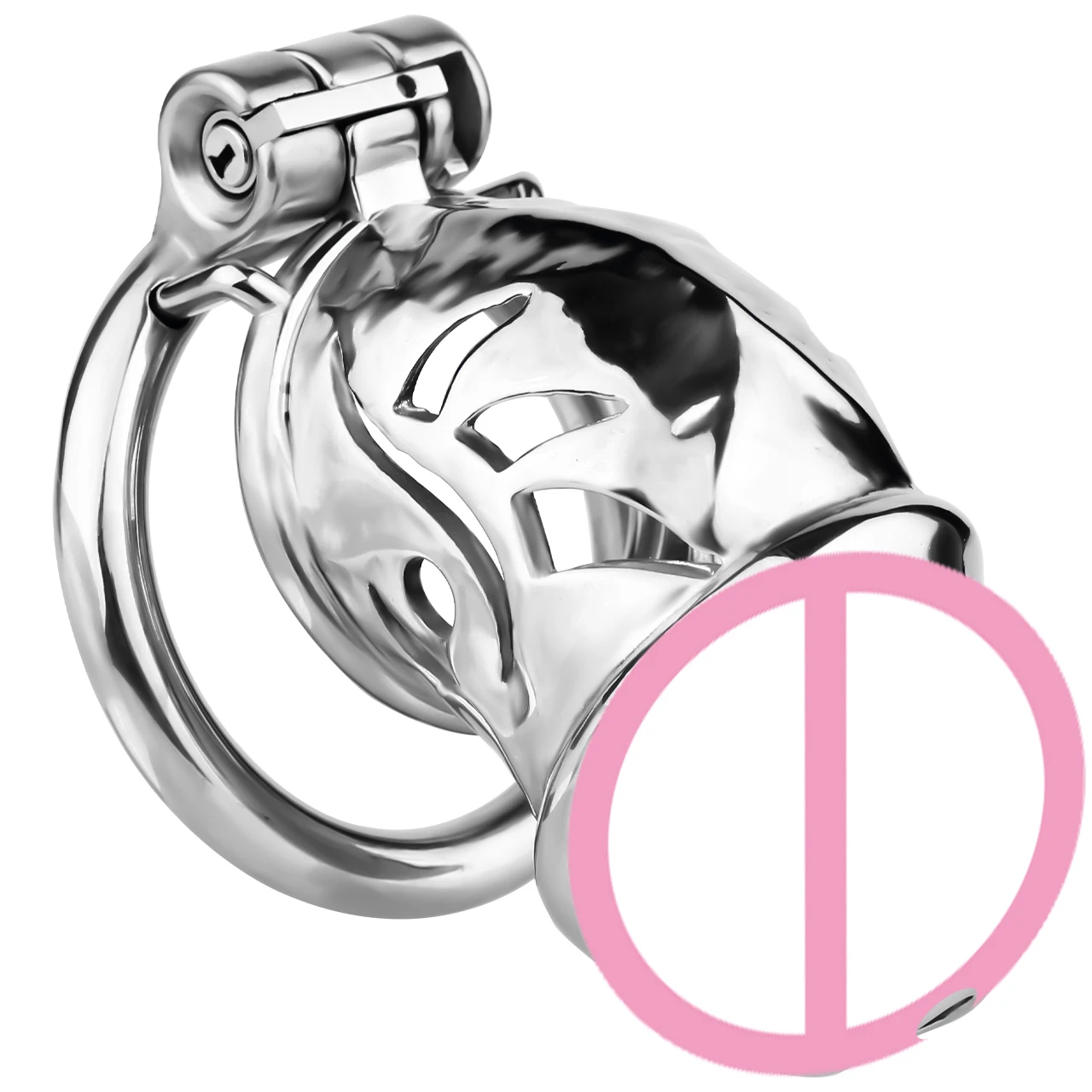 FRRK 2 Color Adult Penis Chastity Cage Device SM Carving Art Cock Lock Belt Couple Loyalty Abstainer BDSM Sex Tools For Man Gay view 4