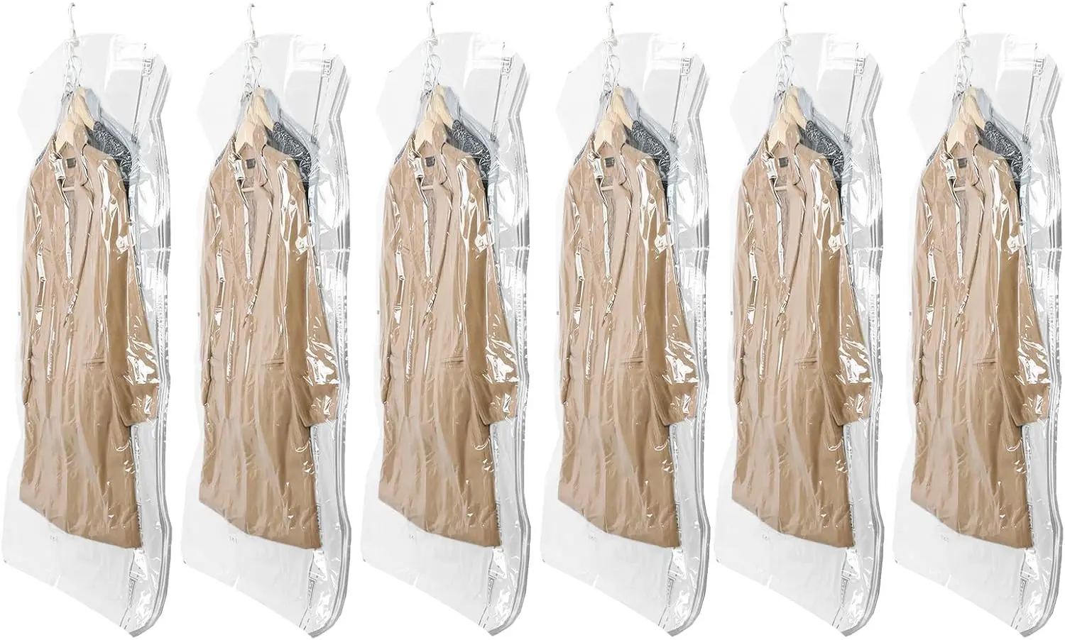 

Jumbo Clear Hanging Vacuum Storage Bags for Clothes, 6-Pack Space Saver Organizer