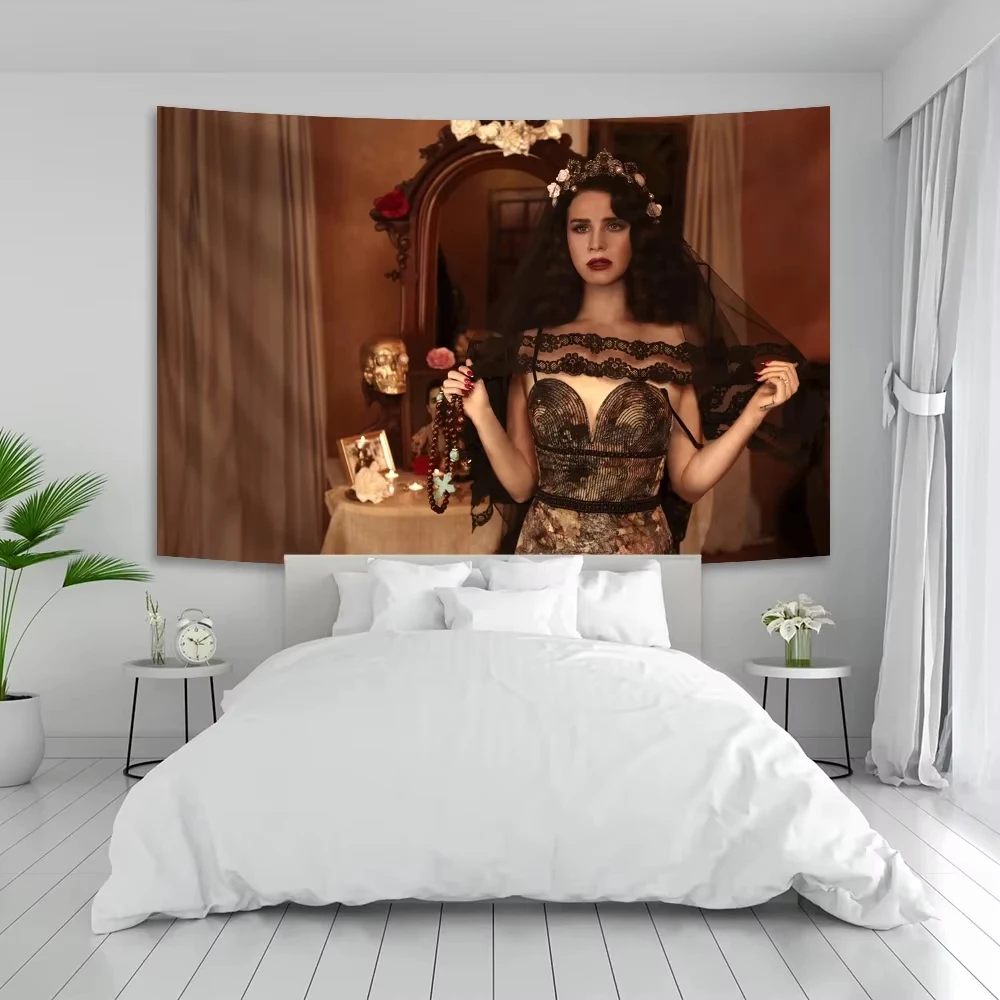 نسيج لانا ديل ري أو علم بوليستر مطبوع في الهواء الطلق للديكور مغني البوب الأمريكي لتزيين الحائط ومفروشات الحائط #2