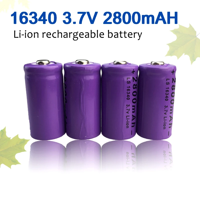 3.7V 2800mAh CR123A RCR 123 ICR 16340 for Safety Camera Rechargeable Battery Lithium Ion Battery with Charger