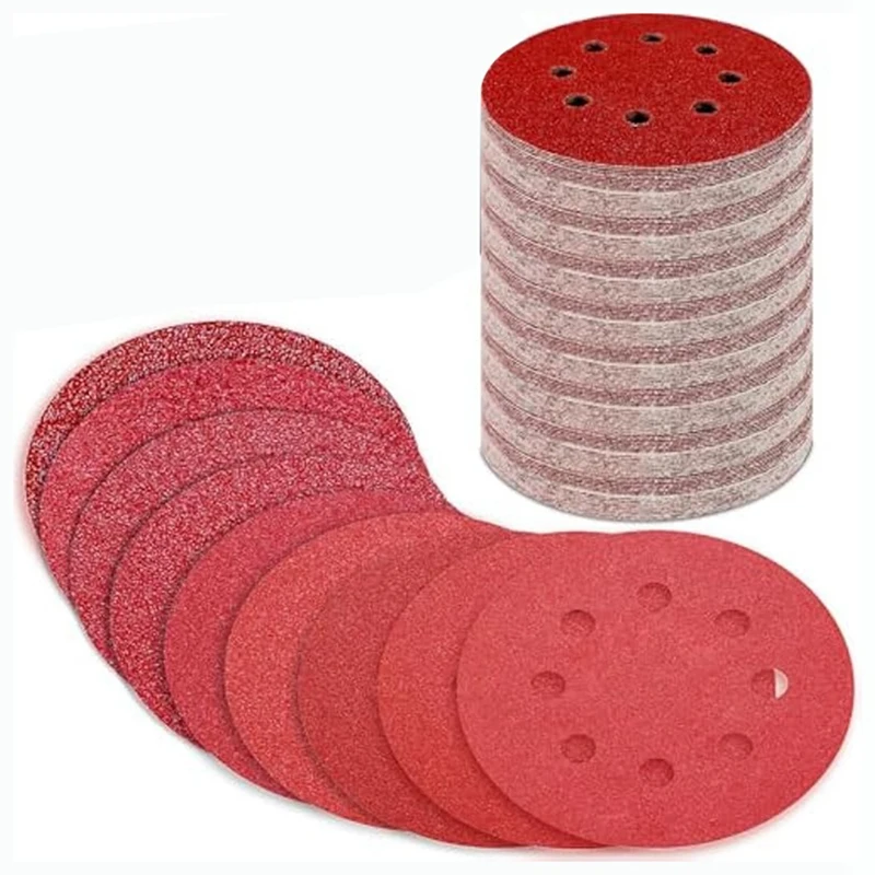 

170Pcs 5 Inch Sanding Discs 8 Hole Hook And Loop 40 60 80 120 180 240 320 400 600 Grit Round Sandpaper For Sander