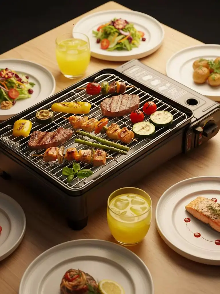 Tragbarer Butan-Grillherd 7,05 lbs Camping-Gaskocher mit Tragetasche, Einstellbare Hitze für Outdoor-BBQ und Terrassenküche
