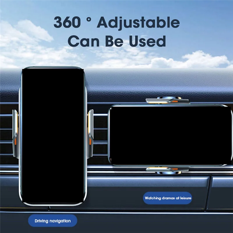 

EDT-Auto-Clamping Wireless Car Charger Vent Mount, 15W Fast Charging, Phone Holder For IOS 14/13/12 Charger Universal