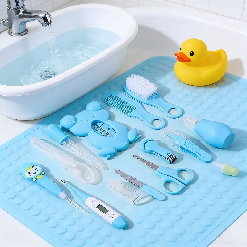 

13 Piece Baby Care Gift Set with Bath Thermometer Hair Washing Brush Nail Clipper Digital Thermometer Infant Bathing