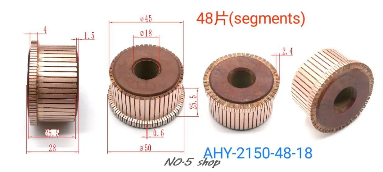 

5pcs 45x18x25.5(28)x48P Copper Bars Electric Motor Commutator