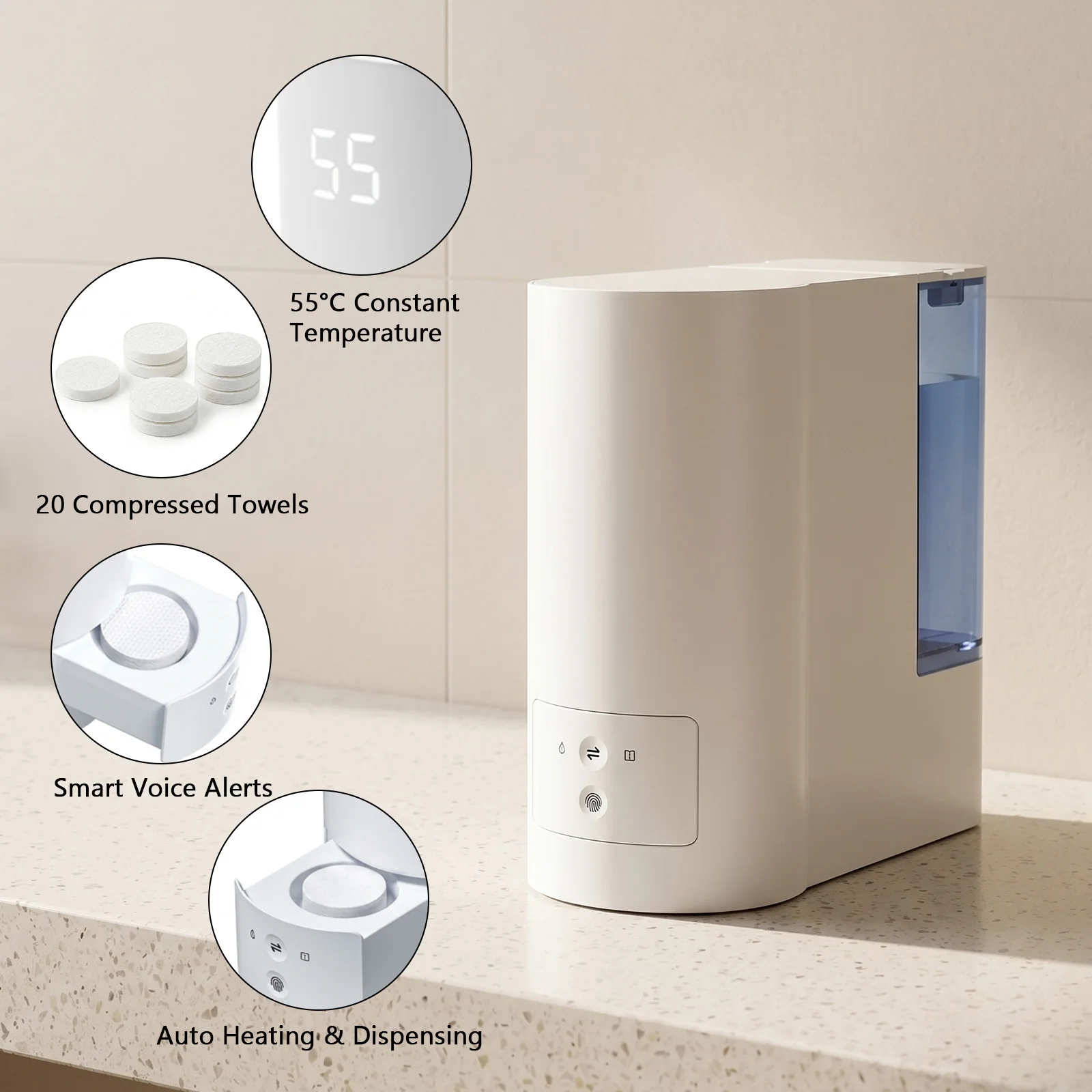 Hot Towel Dispenser 500ml Rapid Heating Wet Towel Maker, Smart Auto-Dry Warm Towel Steamer Bulk Supply for Beauty Hotels