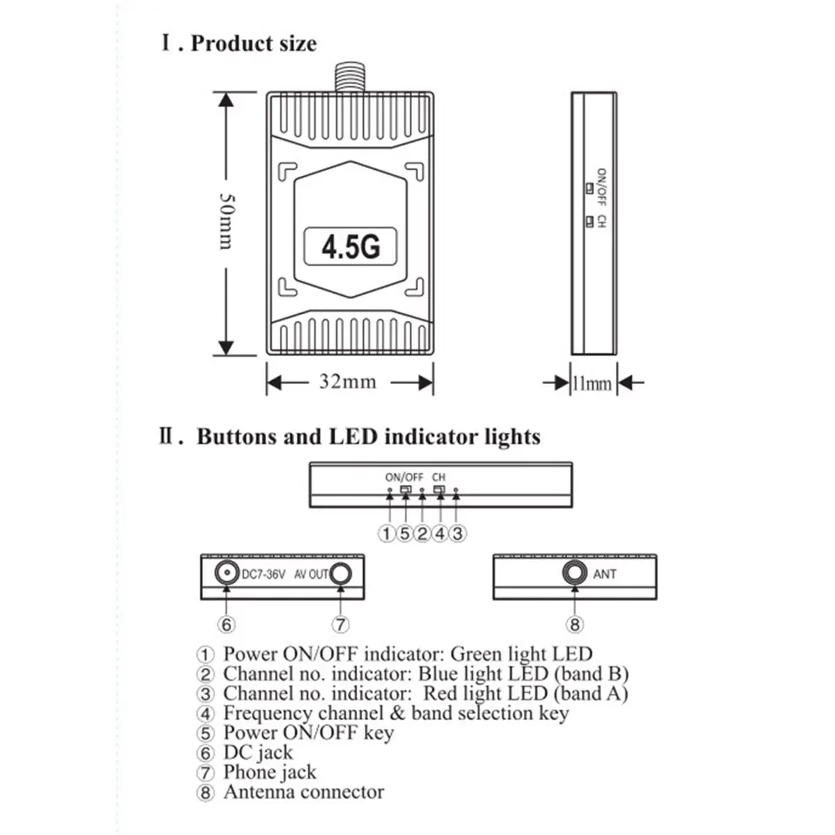 

Punctual- 4.5G VRX FPV Video Receiver 8CH for FPV Long Range RC Drones