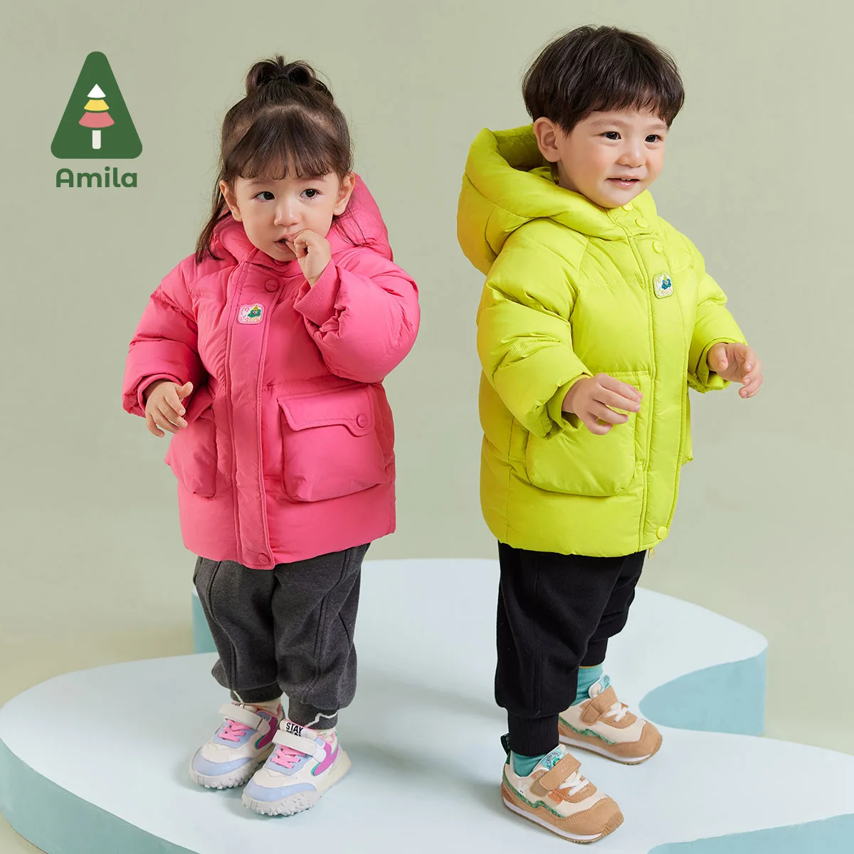 Amira Baby Children‘s Down Jacket 2024 Winter New Multicolor White Goose Down Slightly Waterproof Antifouling Oilproof Jacket