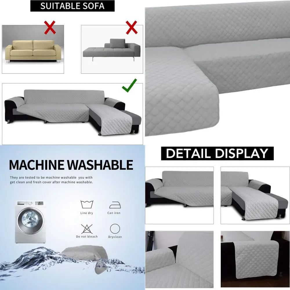 

Удобный для домашних животных чехол для дивана L-образной формы для секционных диванов, светло-серый (большой)