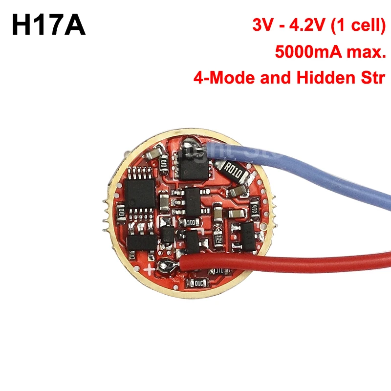 H17A 17mm 3V - 4.2V 5A 1 cell 5-Mode Driver Circuit Board for 3V XHP50.2 / SST-40 LEDs