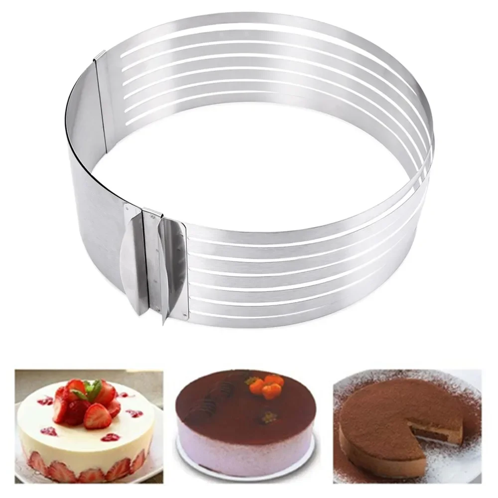 2 Size Stainless Steel Mold Layer Cut Tools Cake Slicer Device Mold Silicone Mold Cutter Cake CE/EU Circle Adjustable RingTools