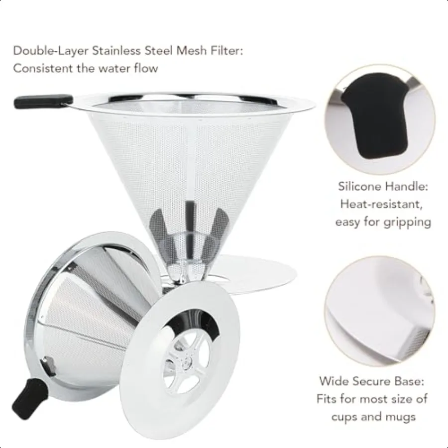 Premium Pour Over Coffee Dripper with Reusable Stainl Steel Filter Portable Easy Clean Coffee Maker for Single Cup Brewing Idea