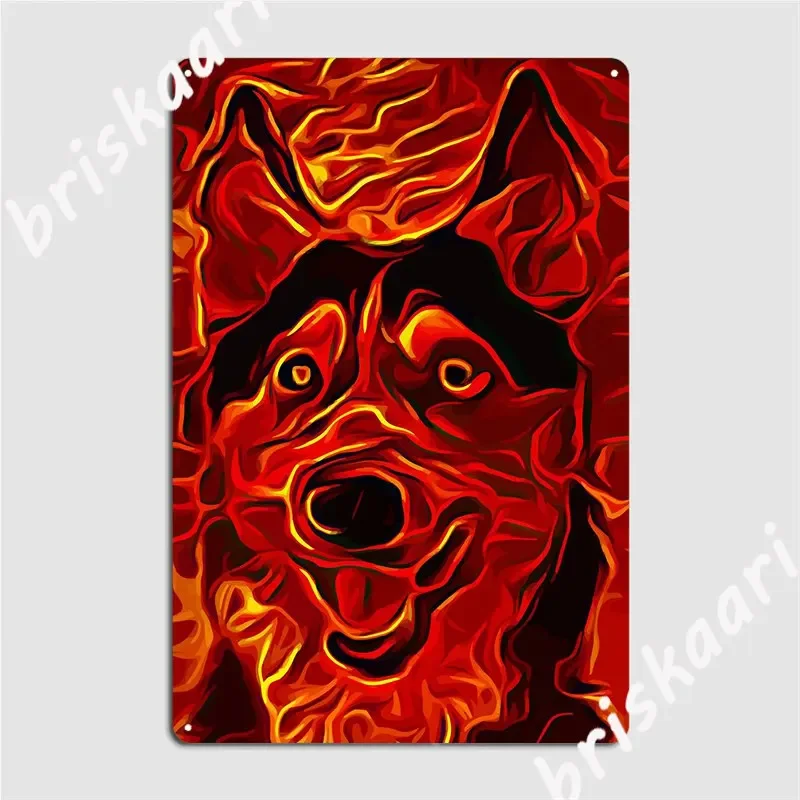 Husky Flaming Metal Sign Wall Mural Customize Kitchen Plates Tin Sign Poster