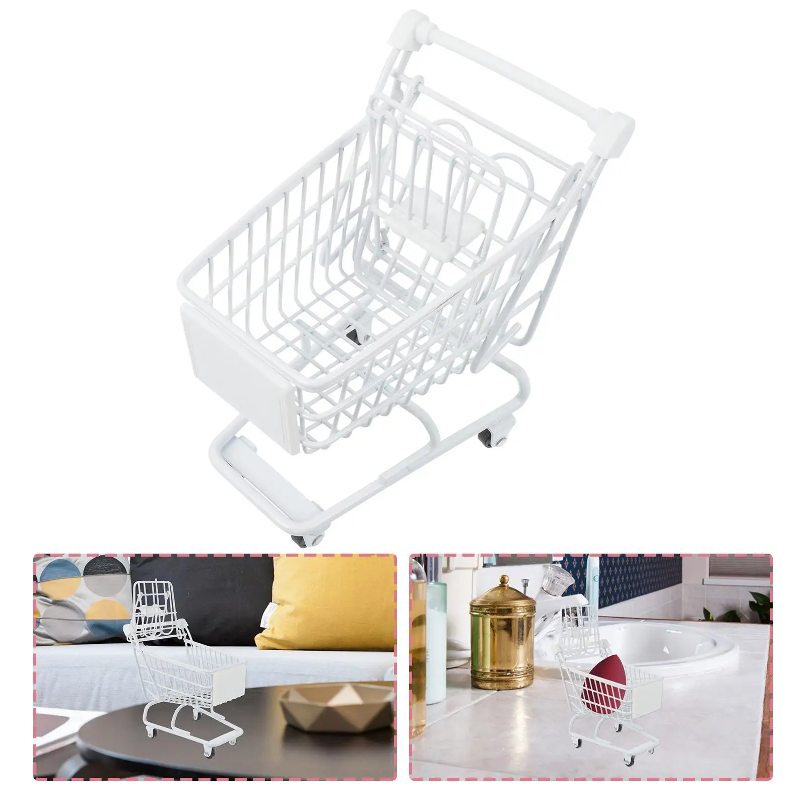 Mini-winkelwagentje Trolley Opvouwbare wielen Peuterspeelgoed Opslag Decor Kunststof ijzer Fruitbloemhouder Utility Cart