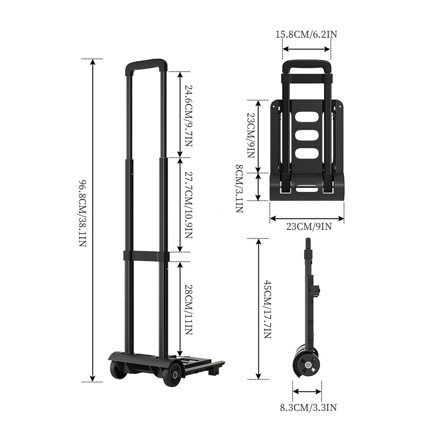 foldable handbag wheel trolley folding truck trolley travel luggage shopping truck portable family car