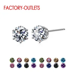 New Arrival Factory Cheap Price 925 Sterling Silver Korean Style Fashion Jewelry Stud Earrings Shinny Crystal Fast Shipping