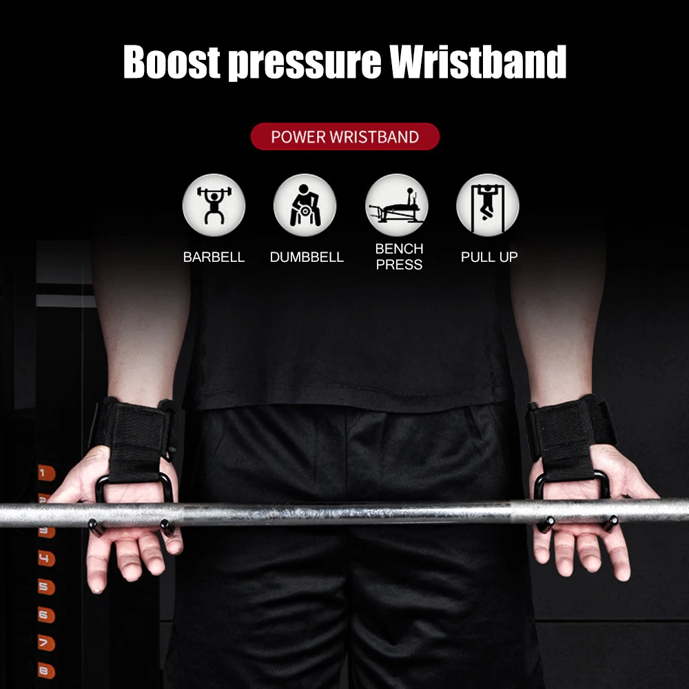 Tcare 2Pcs Adjustable Steel Hook Grips Straps Weight Lifting Strength Training Gym Fitness Wrist Support Lift Strap Pull-up Hook