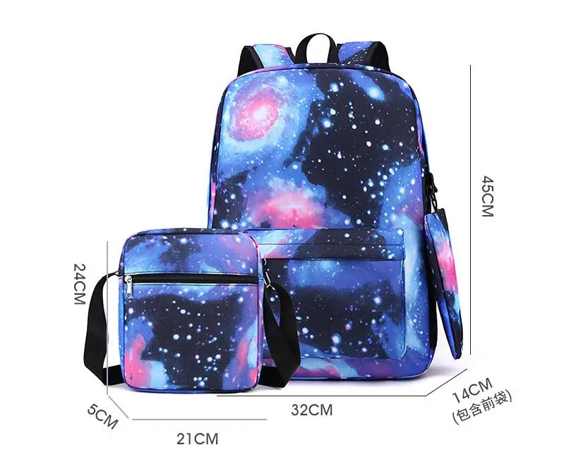 MINISO 3pcs Cartoon Frozen Backpack Boy Girls School Laptop Bag Teenager Shoulders Casual Travel Lightweight Daypack