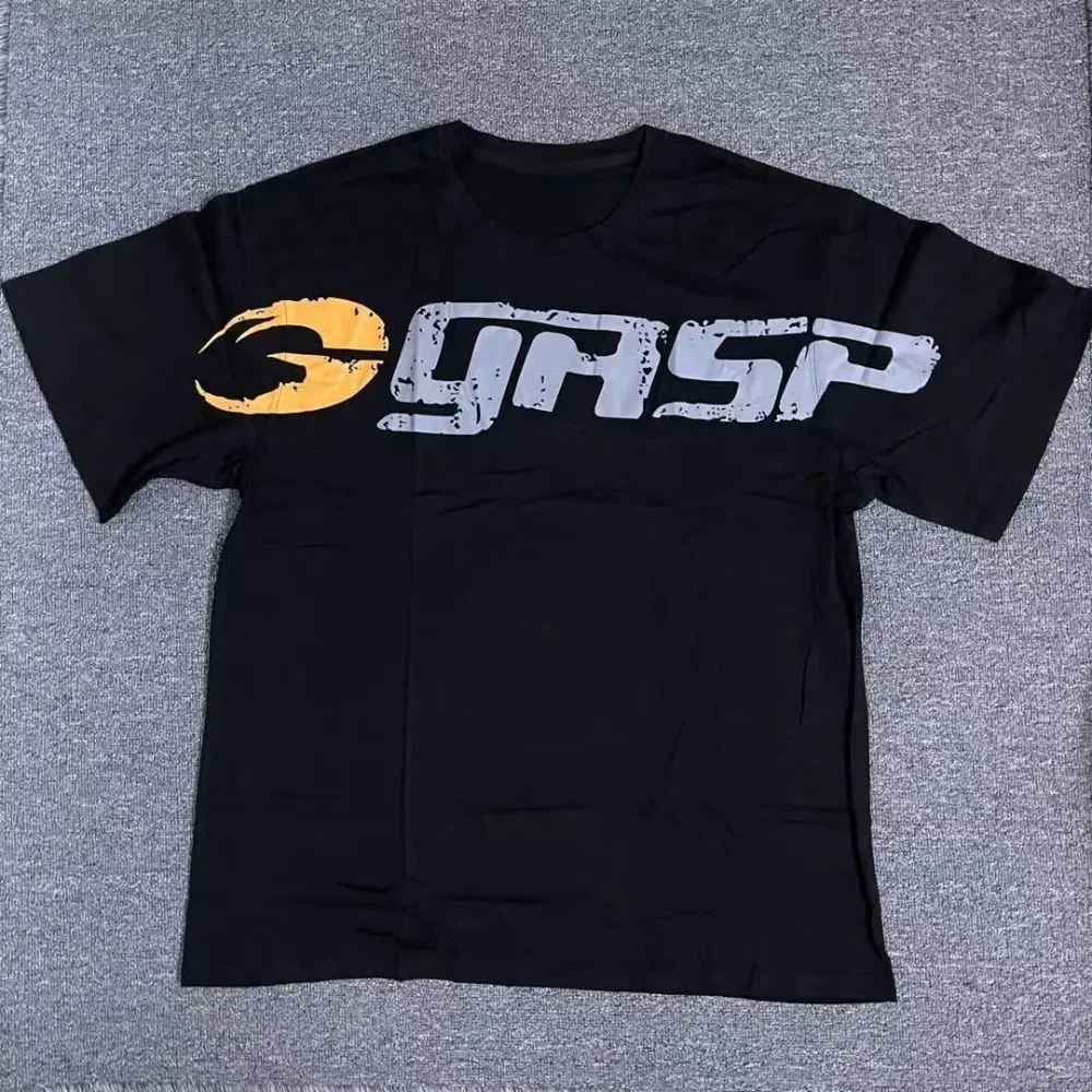 GASP Black & White European and American Fitness Short-sleeved Men's T-shirt Loose Large Size Muscle Leisure Sports Training Gym