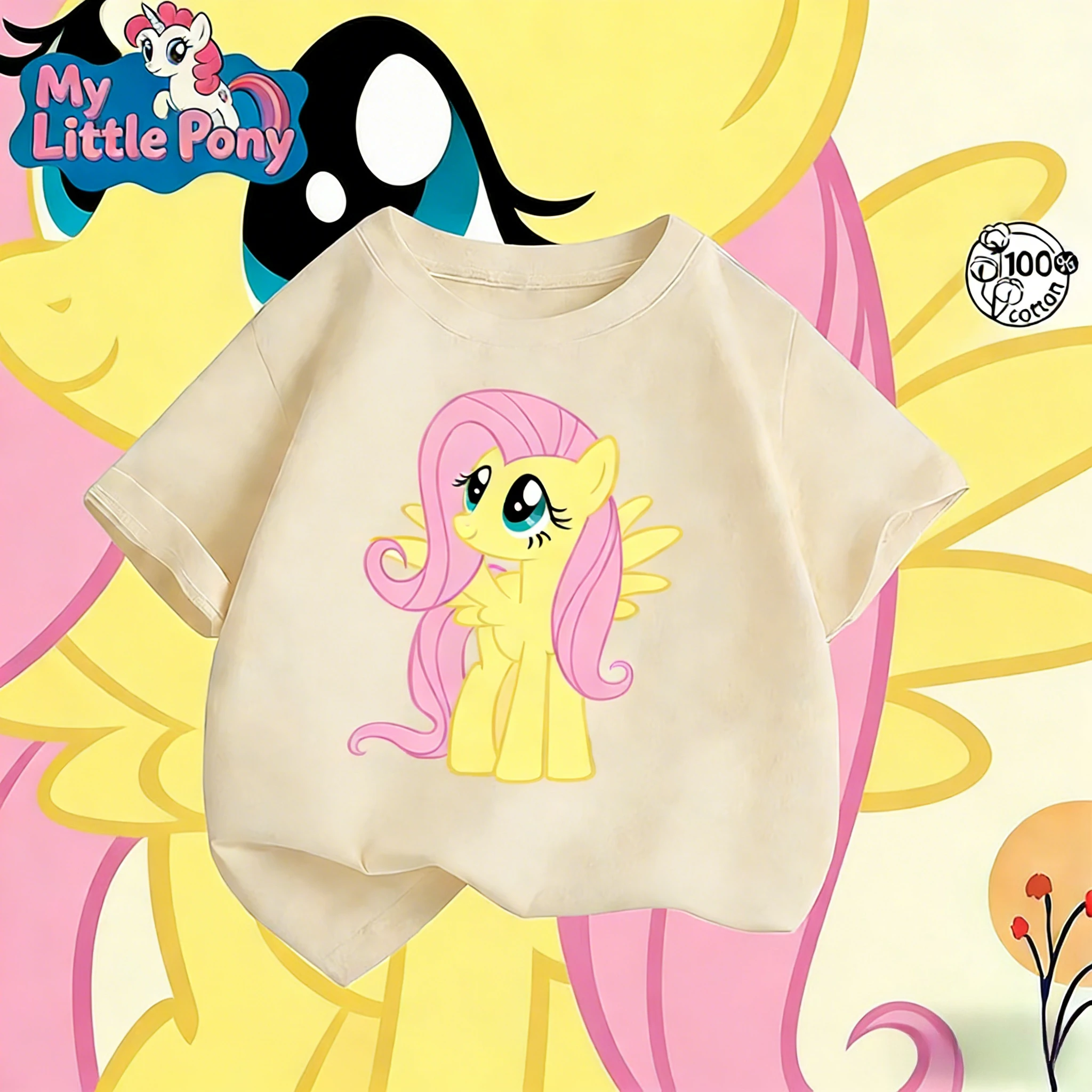 

Футболка My Little Pony 2025-26, летняя, с аниме-принтом, 100% хлопок, бренд Hasbro, для детей и унисекс, повседневная, свободная, дышащая