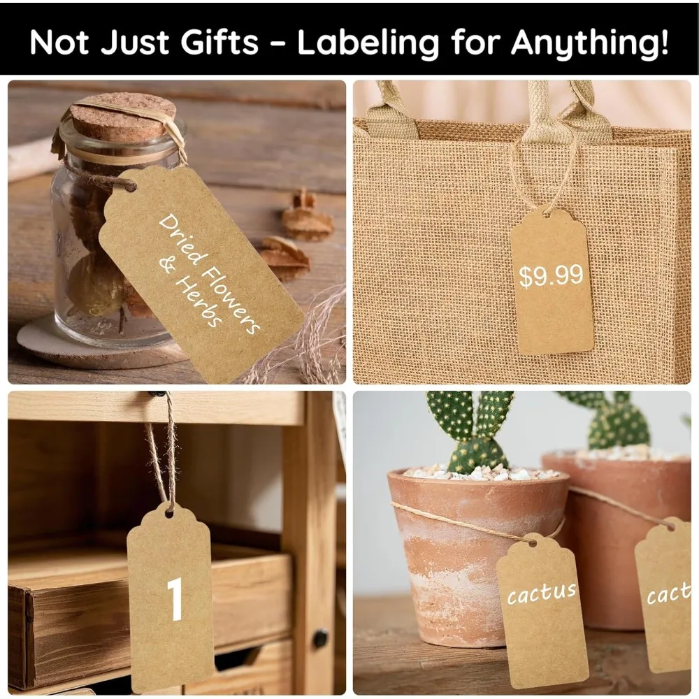 تسمية جديدة 100 قطعة 5*3 سنتيمتر التعبئة والتغليف براون كرافت ورقة العلامات DIY بها بنفسك التقوقع التسمية هدية الزفاف تزيين العلامة #4