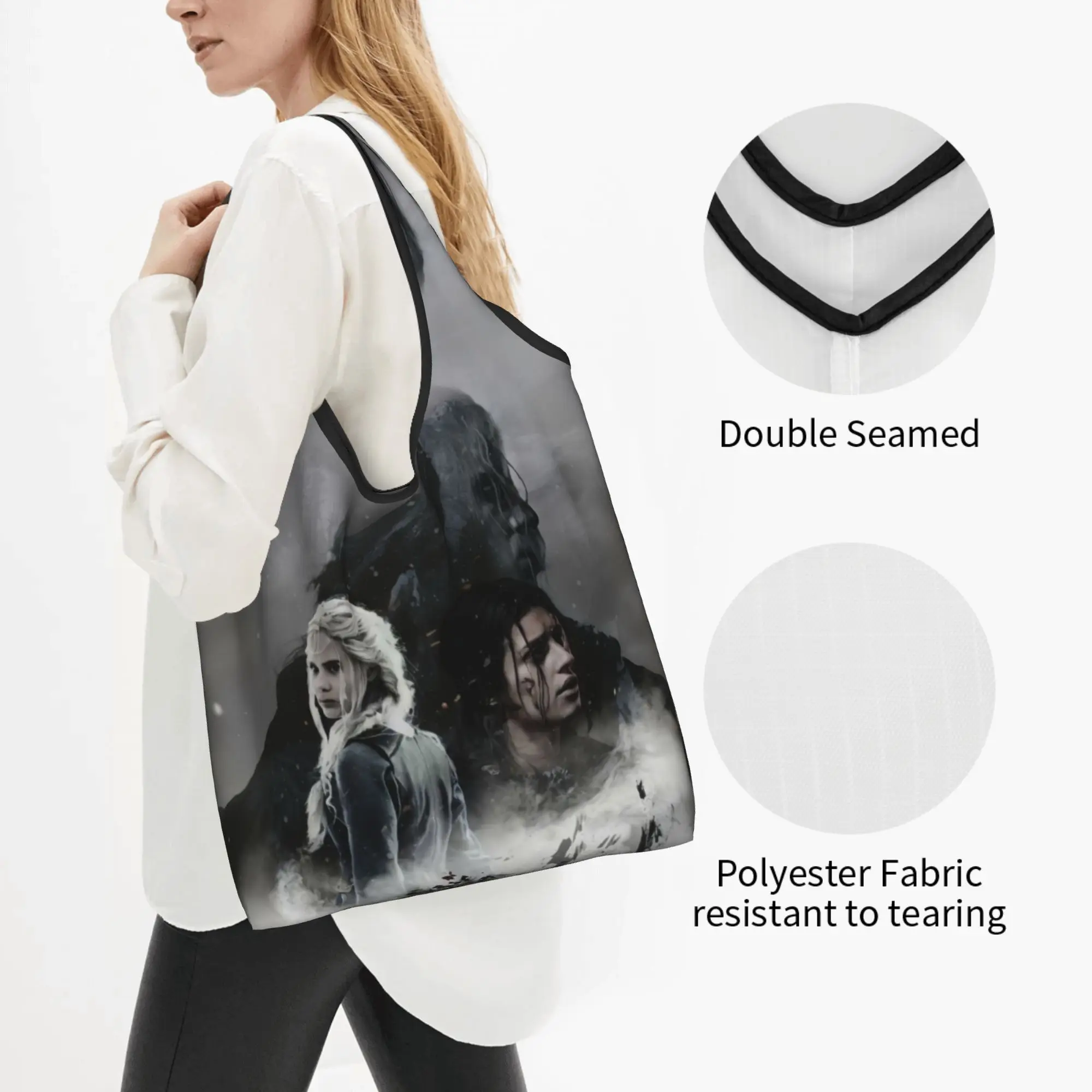 Reusable Action The Witcher Game  Shopping Bag Women Tote Bag Portable Role Playing  Grocery Shopper Bags