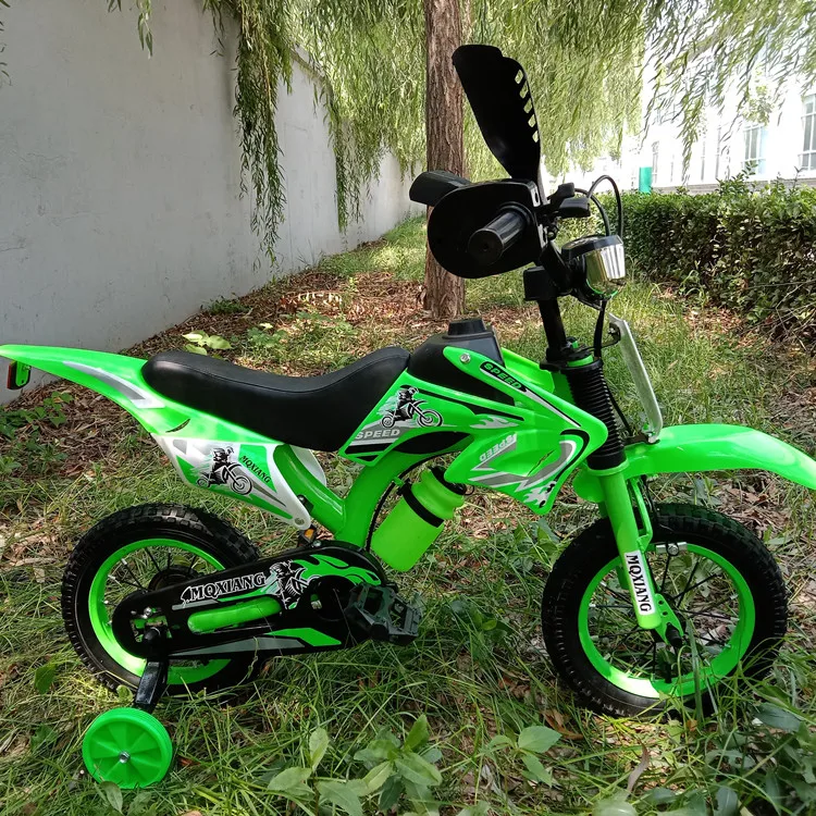Wholesale OEM Best-selling Motorcycle Style Children's Bicycle with Auxiliary Wheels Frame Bicycle