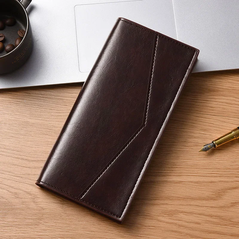 Trendy Men High Quality Long PU Leather Wallet Man For Business Clutch Credit Card Holder Purse Carteira Billfold Money Clip