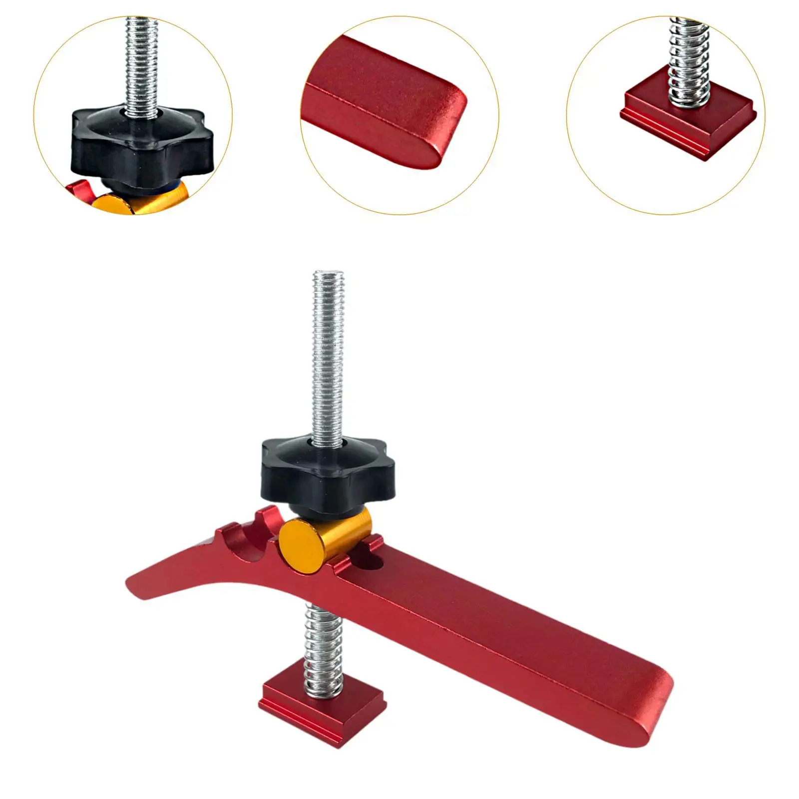 Mini Hold Down Clamp Quick Acting Clamp Adjustment for Woodworking DIY with T Rail Track Slot Bolt Woodworking T Tracks Clamp