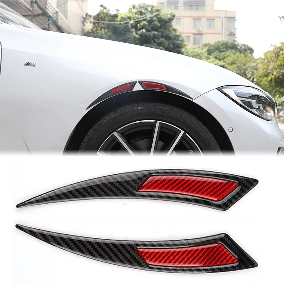 2PCS Carbon Fiber Car Sticker Auto Fender Anti-scratch Strips Trim Protection Wheel Eyebrow Reflective Tape Accessories