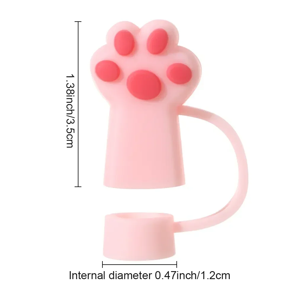 1/3Pcs Cartoon Cat Claw Dustproof Straw Covers Cute Kitchen Beverage Accessories for Glass Straws