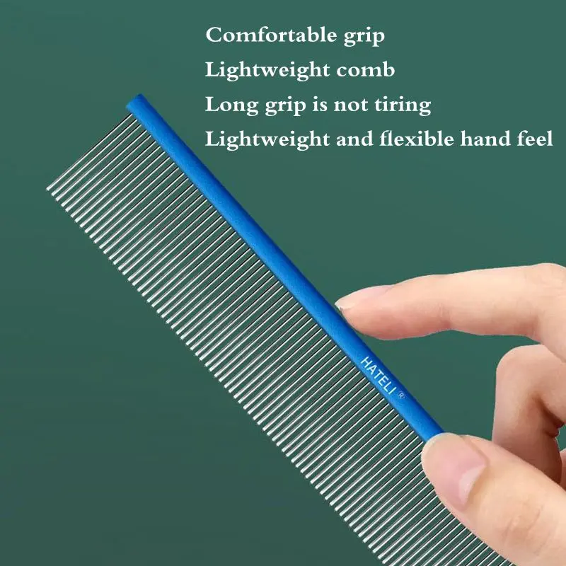 0.1cm Dense Toothed Pet Comb Light Aluminum Professional Pet Comb 6 Colors Optional Dog Grooming Cat Cleaning Hair Trimmer Brush