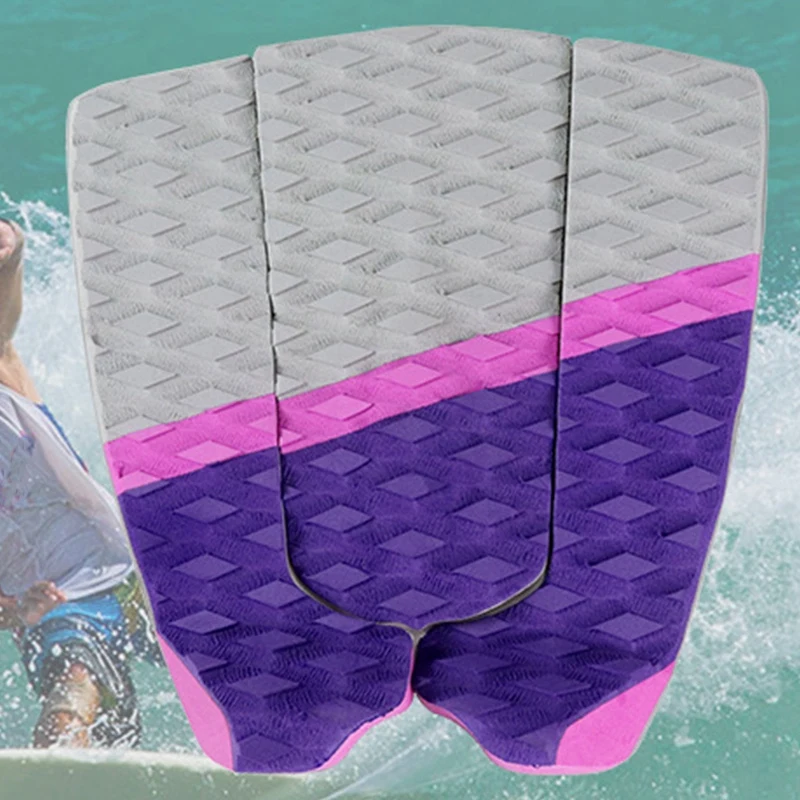 Surfboard Traction Pad - 3 Piece Surf Board & Skimboard Stomp Foot Pad - Maximum Kick Tail Deck Grip For Surfing