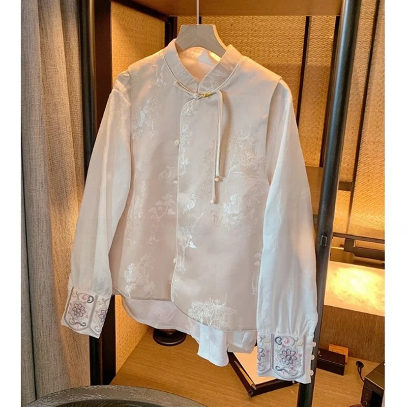 

New Chinese Sle Buttoned irt Set Women's Commuter Vest Faionable Ele Spring 2024 Polyester Fiber 00%