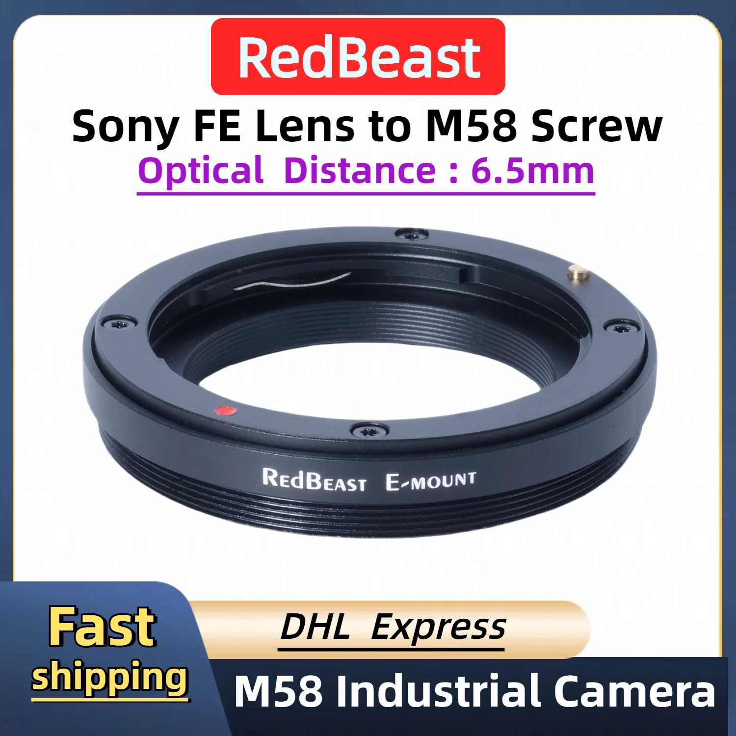 

SONY FE lens to M58x0.75 Screw Camera adapter ring Sony E-M58 Compatible DALSA HIKVISION FLIR Baumer Basler Lumenera Vieworks