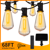 Solar Light String ST38 Plastic Bulbs 2200K 68FT 42Bulbs Solar String Light Decor For Patio Cafe Party Garden Tea Break Room