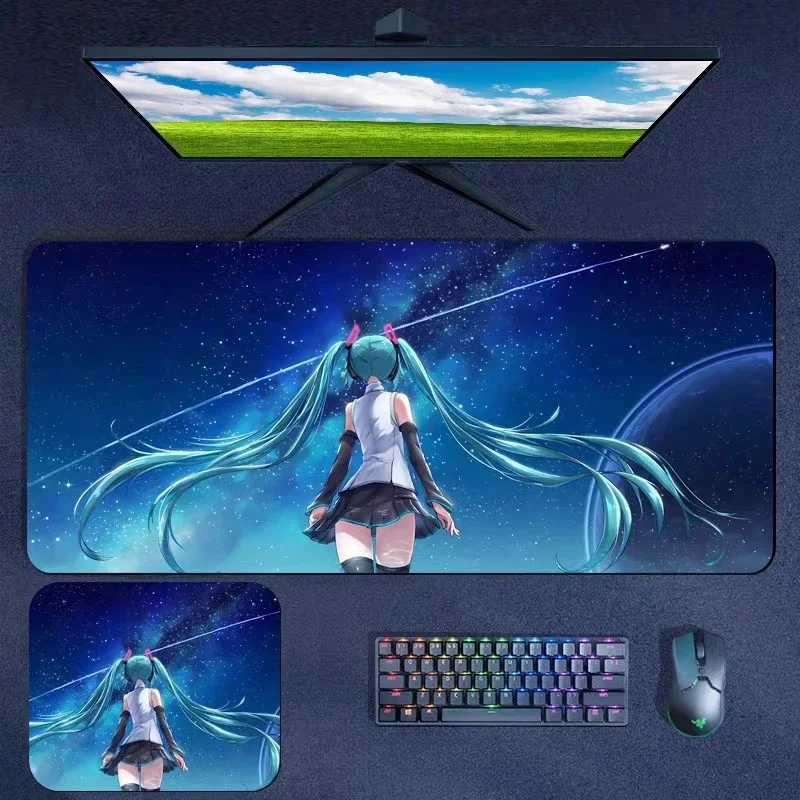 New Fashion Anime Hatsune Miku Leather Mouse Pad Cute Second Dimensional Game Boys and Girls E-sports Special Computer Table Mat