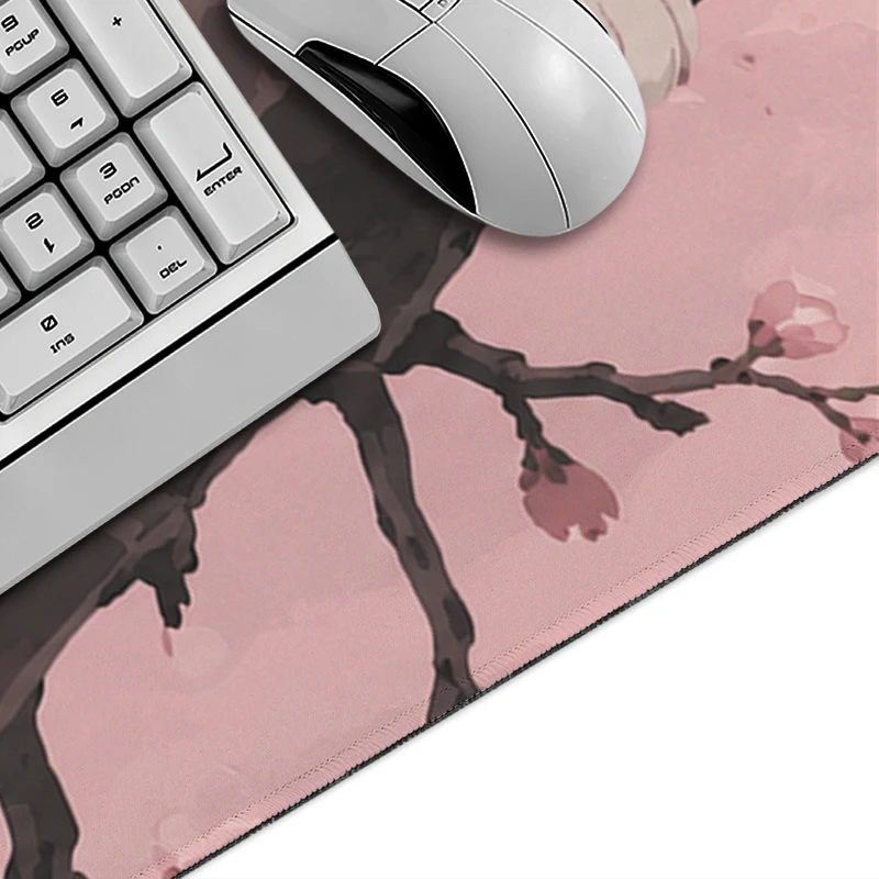 Cat on Cherry Blossom Branch Mouse Pad Gamer XL New Custom Mousepad XXL MousePads Carpet Natural Rubber Table Mat