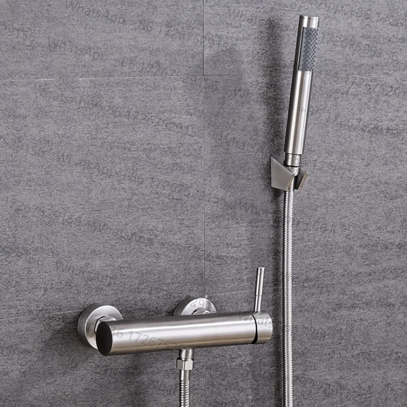 Bath Shower Faucets Set Bathtub Faucet Water Mixer Crane Tap With Hand Shower 304 Stainless Steel Brushed Bathroom Faucets