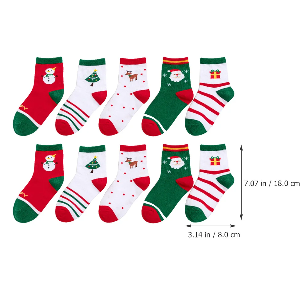 5Pairs الأطفال الجوارب لطيف عيد الميلاد تصاميم الفتيات القطن الجوارب الدافئة المريحة ربيع الخريف عيد الميلاد الاشياء #6