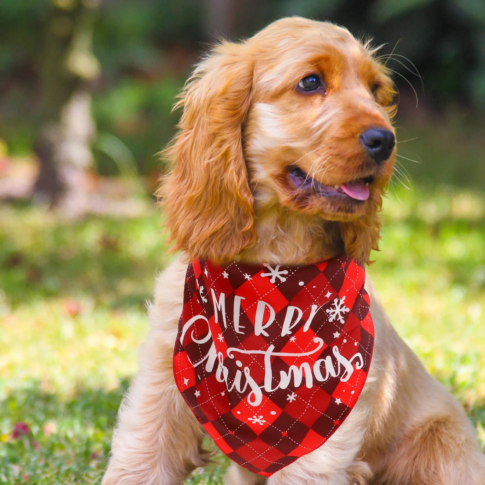 

Christmas Dog Bandana Saliva Towel Pet Scarf Material Durable Fade Resistant Breathable Adorable Dog