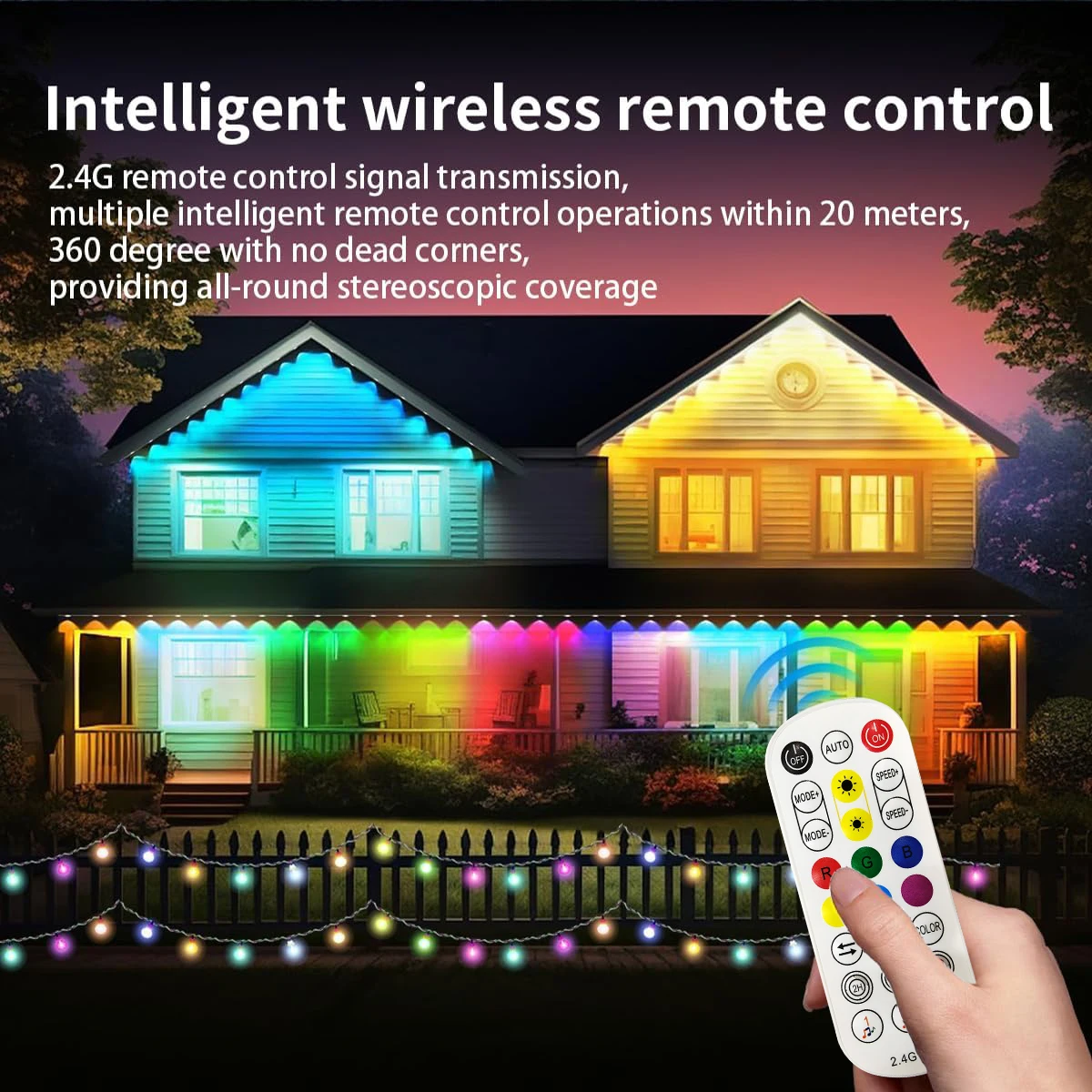 300FT 180 المصابيح الدائمة في الهواء الطلق إيف أضواء RGB IC IP67 مقاوم للماء مثالية لحفلات عيد الميلاد والحديقة وزينة الفناء