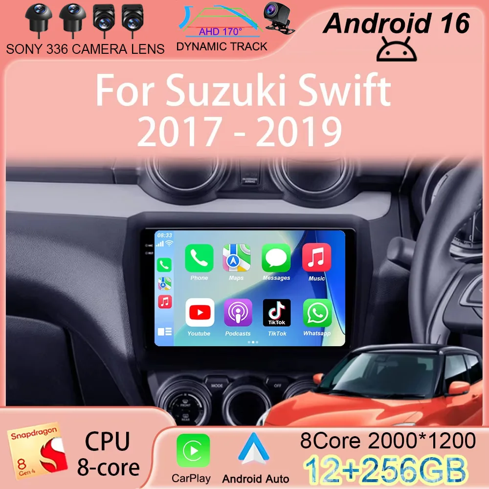 

Автомагнитола Android 16 для Suzuki Swift 2017-2019: мультимедиа, навигация GPS, видеоплеер, DSP, QLED, беспроводной Carplay, 4G