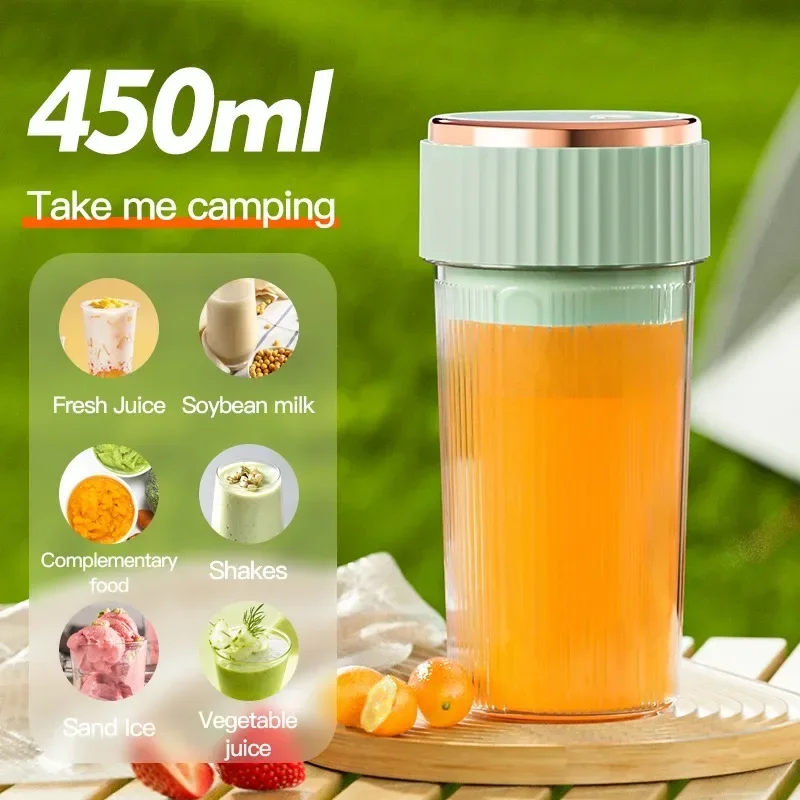 450 ML Kablosuz Taşınabilir Meyve Karıştırıcı Sulu Blender Sıkacağı Makinesi 1500 MAh USB Şarj Taşınabilir El Sıkacağı